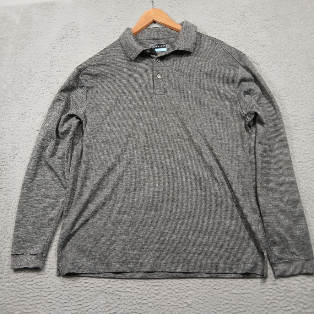 PGA Tour Polo Shirt Mens Large Gray Long Sleeve‎ Performance Golf Pullover